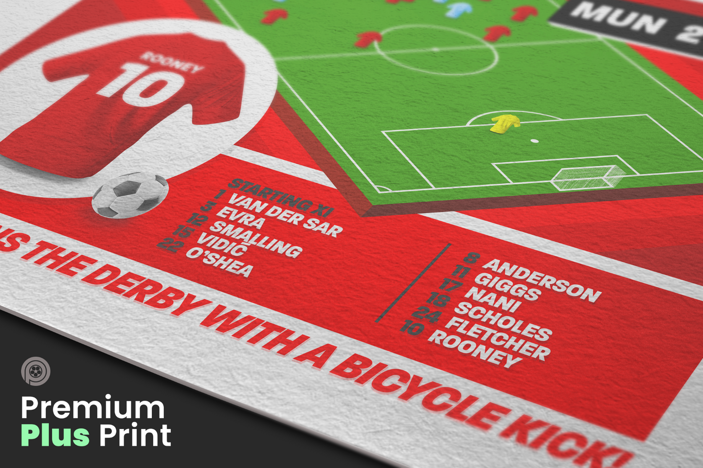 Wayne Rooney GOAL vs Man City | Art Print | 2010/11 Premier League Manchester Derby | Manchester United